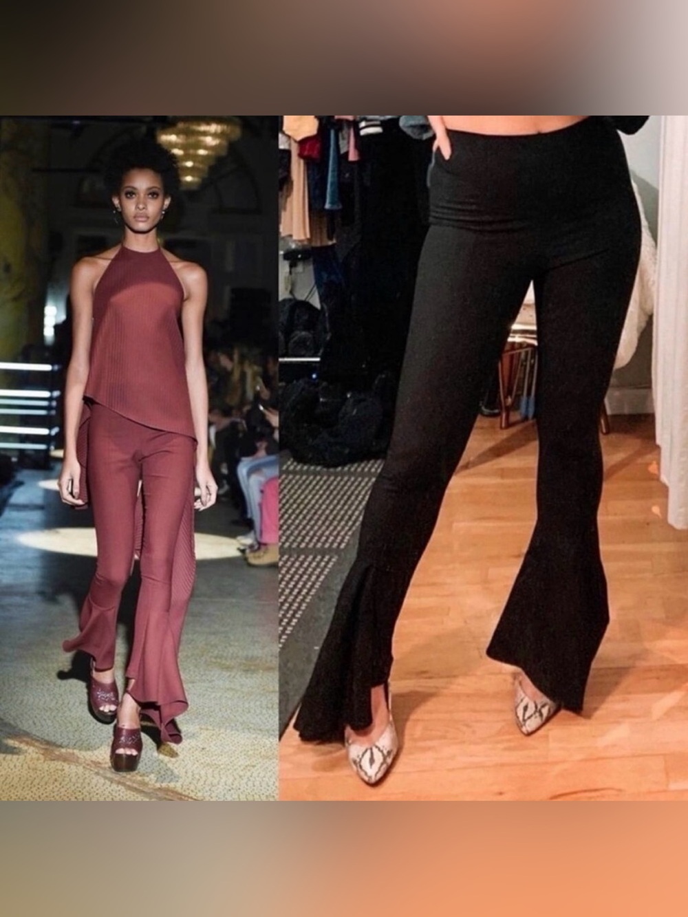 NWT Area Nyc tiered ruffle flared wool pants 
size 4
